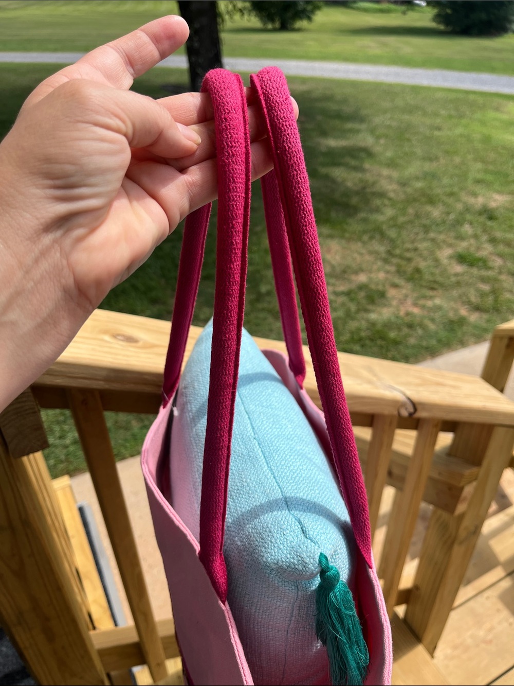 Pink Sequin Flamingo Tote Book Bag Farmers Market Tote - Picture 6 of 10